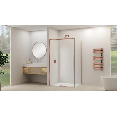 Van Rijn Products ST09 Schuifdeur tbv hoekcabine - 120x200cm - helder glas - soft-close - Koper Geborsteld