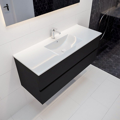 MONDIAZ VICA Badkamermeubelset - 120cm - 2 lades - wasbak Denia midden - 1 kraangat - keramiek urban