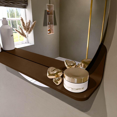 Mondiaz SPOT spiegel – Ø60 cm – met planchet – Rust (bruin)