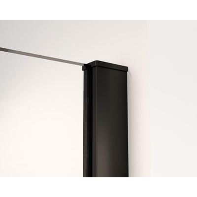 FortiFura Galeria Douche à l'italienne - 100x200cm - verre clair - Noir mat