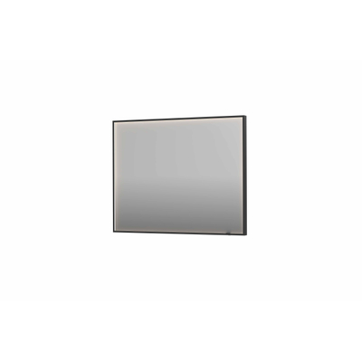 INK SP19 spiegel - 100x4x80cm rechthoek in stalen kader incl dir LED - verwarming - color changing - dimbaar en schakelaar - geborsteld metal black