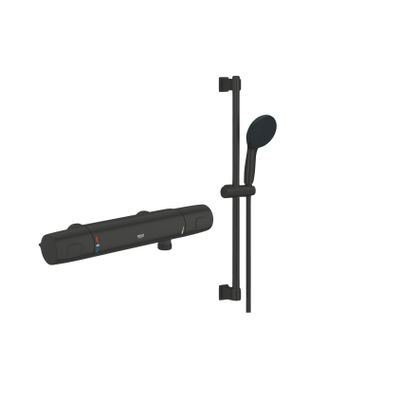 Grohe Precision Trend QuickFix Douchekraan - thermostatisch - met glijstangset - HOH 12cm - matte black (mat zwart)
