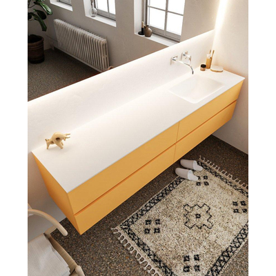 Mondiaz VICA ensemble de meuble de salle de bain - 200cm - meuble sous-vasque ocre - 4 tiroirs - lavabo nuage droite - sans trou de robinet version XL 60cm de haut