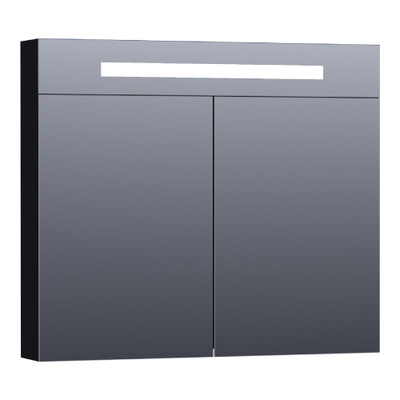 BRAUER Promise Deluxe spiegelkast - 80x70x15cm - met directe verlichting - 2 dubbelzijdige spiegeldeuren - mat zwart