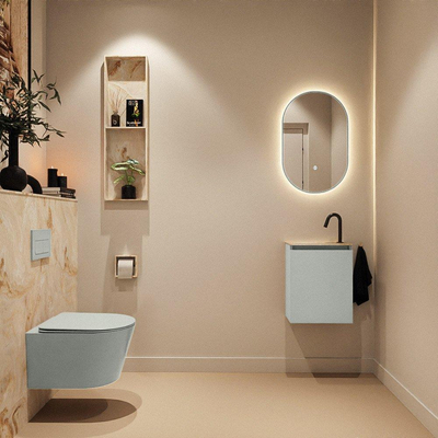 MONDIAZ TURE-DLUX Meuble de toilettes 40 cm Greey. Lavabo EDEN Frappe position à gauche. Avec 1 trou de robinet.