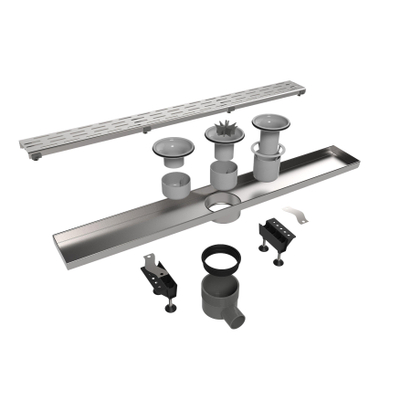 Easy Drain Multi caniveau de douche plaque simple avec sortie latérale 9,8x200cm 50mm inox