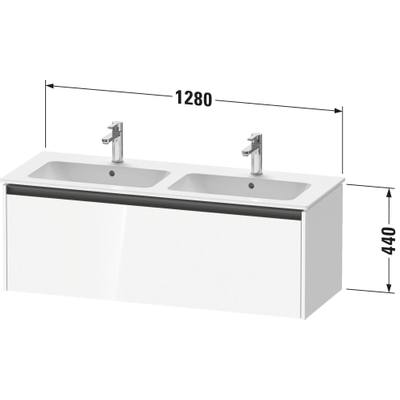 Duravit Ketho 2 meuble sous-lavabo avec 1 tiroir pour double lavabo 128x48x44cm avec poignée anthracite noyer foncé mat