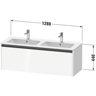 Duravit ketho 2 meuble sous lavabo avec 1 tiroir pour double vasque 128x48x44cm avec poignée anthracite graphite super mat