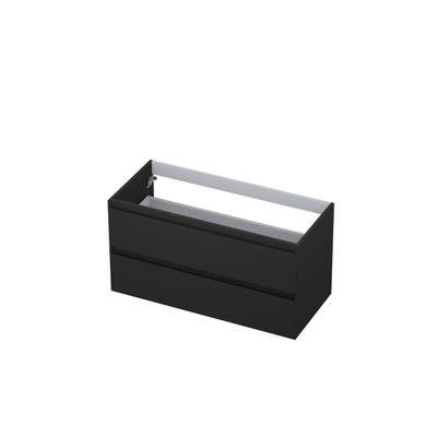 INK Wastafelonderkast - 100x45x52cm - 2 lades - greeploos - MDF lak - Antraciet mat