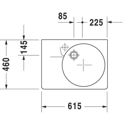 Duravit Scola Wastafel - 61.5x46cm - met 1 kraangat - met overloop - glans wit