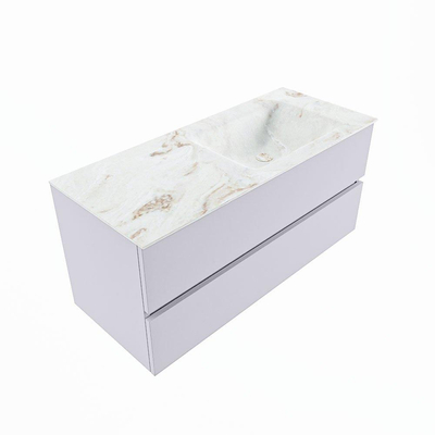 MONDIAZ VICA-DLUX Ensemble meuble de salle de bains - 110cm - meuble bas cale- 2 tiroirs - lavabo encastré cloud à droite - 1 trou de robinet - version haute 60cm - frape