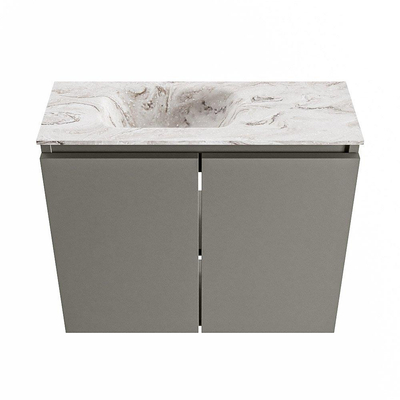 MONDIAZ TURE-DLUX meuble de WC 60cm Smoke. EDEN lavabo Glace position gauche. Avec 1 trou de robinet.