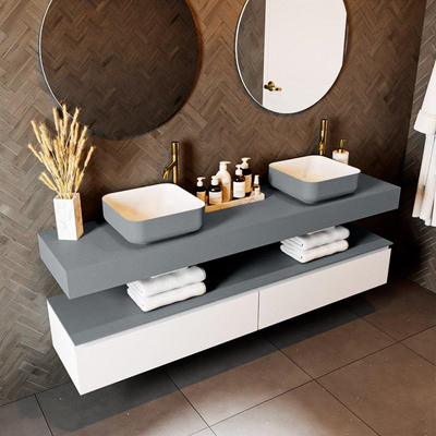 Mondiaz TOP 23 Vrijhangend Topblad - 180x23.5x12cm - geschikt voor waskom - Solid surface - Plata