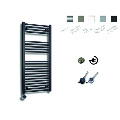 Sanicare Elektrische Design Radiator - 111.8 x 60 cm - 730 Watt - thermostaat chroom linksonder - mat zwart