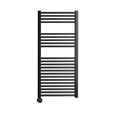 Sanicare Radiateur Électrique - 111.8x60cm - 730W - design - thermostat - noir - en bas à gauche - noir mat