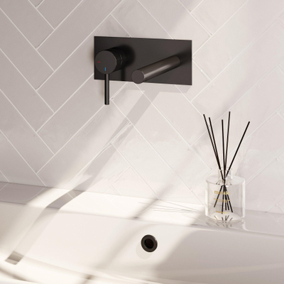 BRAUER Stripe Mitigeur lavabo encastré - bec droit et plaque de recouvrement - modèle A2 - noir mat