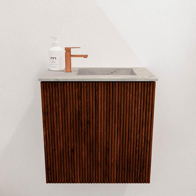 Mondiaz JOYA-DLUX 40cm toiletmeubel - kleur Ruby - Wastafel FAYE positie Rechts 1 kraangat kleur Glace.