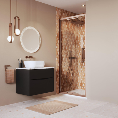 Crosswater Asura porte de douche pliante - 90cm - sans poignée - bronze brossé
