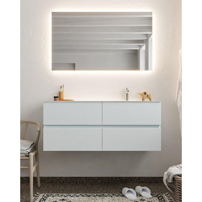 Mondiaz VICA ensemble de meuble de salle de bain - 120cm - meuble sous-vasque argile - 4 tiroirs - lavabo lune droite - 1 trou de robinet - miroir LED - version XL 60cm haut