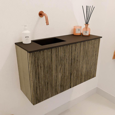 Mondiaz JOYA 70cm toiletmeubel - kleur Dusk - Wastafel FAYE positie Links Zonder kraangat kleur Urban.