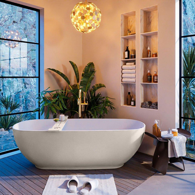 Mondiaz ALAN-DLUX Ensemble de meuble - 130cm - meuble Linen mat - 2 tiroirs - Lavabo Cloud Ostra suspendu - vasque Gauche - 1 trou de robinet