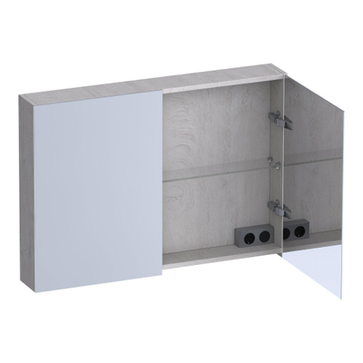 BRAUER Impress Armoire de toilette - 100x70x15cm - sans éclairage - 2 portes miroir double face - Forest Seashell