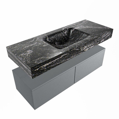 Mondiaz ALAN-DLUX Ensemble de meuble - 120cm - meuble Plata mat - 2 tiroirs - Lavabo Cloud Lava suspendu - vasque Centre - 1 trou de robinet