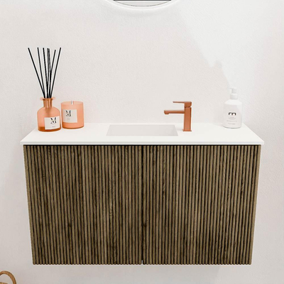 Mondiaz JOYA 70cm toiletmeubel - kleur Dusk - Wastafel FAYE positie Midden 1 kraangat kleur Talc.