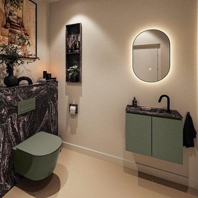 MONDIAZ TURE-DLUX Meuble de toilettes 60 cm Army. Lavabo EDEN Lava position centrale. Avec 1 trou de robinet.