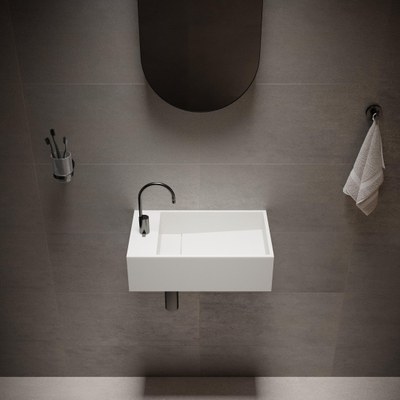 Ideavit Solidcube Fontein 50x30x15cm rechthoek 1 kraangat 1 wasbak Solid surface wit