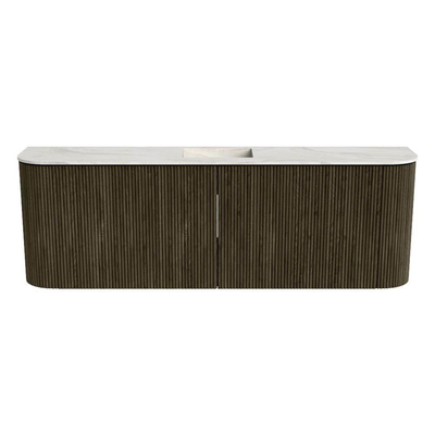 Mondiaz JOYA-DLUX Meuble de salle de bains - 123,2cm - arrondi gauche et droite couleur Shadow - Vasque FAYE position Milieu Sans trou de robinet couleur Ostra