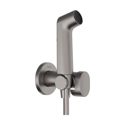 Hansgrohe bidethanddouche 1jet S EcoSmart voor koud water met porter en doucheslang 125 cm Brushed Black Chrome