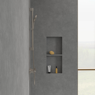 Villeroy & Boch Verve Showers Ensemble barre de douche avec trois fonctions pour montage mural - Nickel brossé mat (inox)