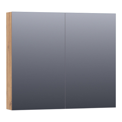 BRAUER Impress armoire de toilette – 80 x 70 x 15 cm – 2 portes, portes-miroir double face – Chateau