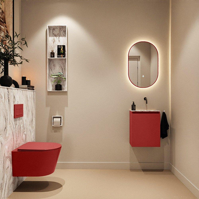 MONDIAZ TURE-DLUX 40cm toiletmeubel Fire. EDEN wastafel Glace positie rechts. Zonder kraangat.