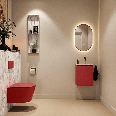 MONDIAZ TURE-DLUX Meuble toilette - 40cm - Fire - EDEN - vasque Glace - position droite - sans trou de robinet