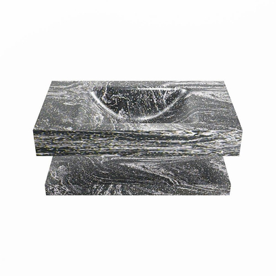 MONDIAZ ALAN - DLUX Badkamermeubelset - 80cm - planchet - Lava - vrijhangende wastafel - wasbak midden - 1 kraangat - Lava