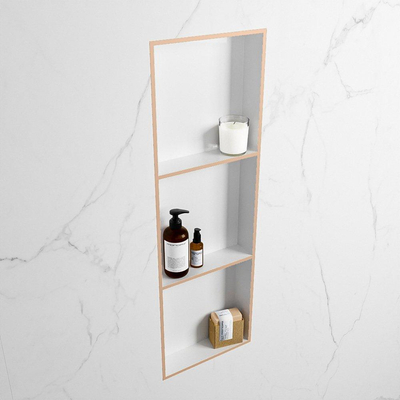 Mondiaz EASY Niche salle de bains - 89.5x8x29.5cm - à encastrer ou à monter - 3 compartiments - Rosee | Talc