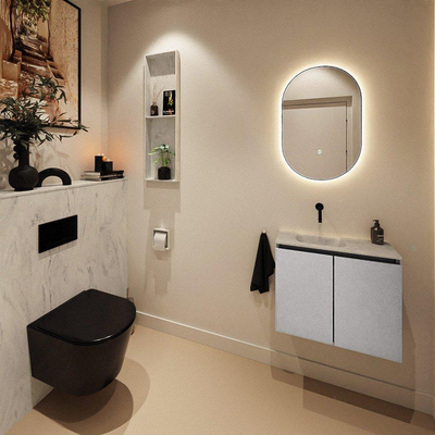 MONDIAZ TURE-DLUX 60cm toiletmeubel Plata. EDEN wastafel Opalo positie links. Zonder kraangat.