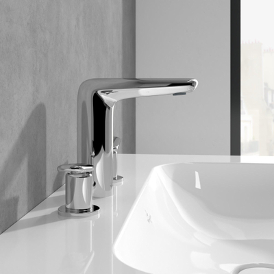 Villeroy & Boch Antao 3 gats wastafelmengkraan - met push open plug - hoogglans chroom