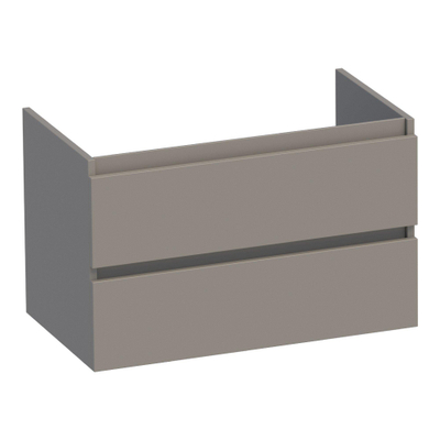 BRAUER Joy meuble sous-lavabo 80 2 tiroirs softclose - sans poignée - 1 découpe pour siphon - taupe mat