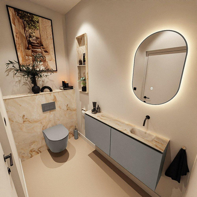 MONDIAZ TURE-DLUX 120cm toiletmeubel Smoke. EDEN wastafel Frappe positie rechts. Zonder kraangat.