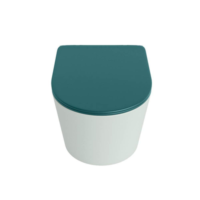 Mondiaz LAVIE hangtoilet – spoelrandloos – 36 x 53 cm – met softclose zitting – Greey (lichtgroen/grijs), zitting Smag (groen)