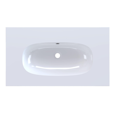 Arcqua Oval Inbouw Wastafel - 81x46x1.5cm - enkele wasbak - zonder kraangat - cast marble - glans wit