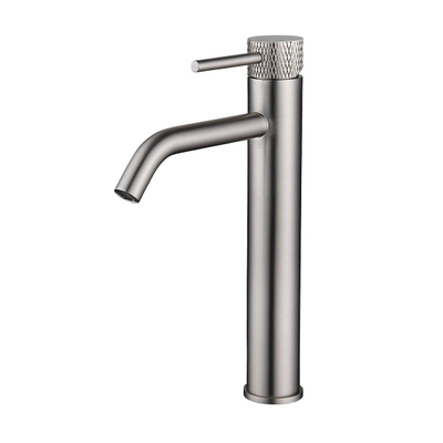 Wiesbaden Ribbd XL Mitigeur lavabo haut avec coldstart acier brossé PVD