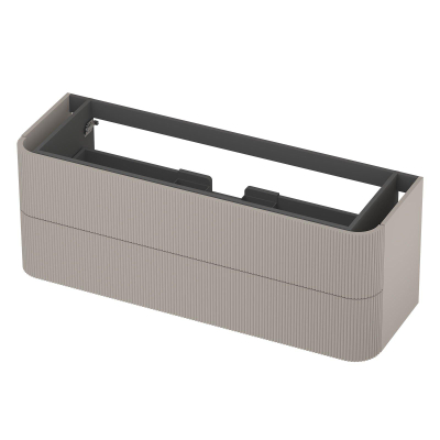 INK Concept R Meuble sous-lavabo - 140x45x52cm - 2 tiroirs - poignées en applique - fraisées - angles arrondis - MDF laqué - gris cachemire mat