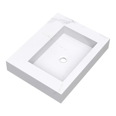 Saniclass Artificial Marble Lavabo pour meuble 59.6x45.7x10.5cm sans trop-plein 1 vasque Centre sans trou de robinet Composite Calacatta Gold