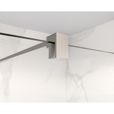 FugaFlow Eccelente Vetro douche à l'italienne salle de bain tige de stabilisation prolongée 200cm détachée incl. matériel de fixation - inox brossé
