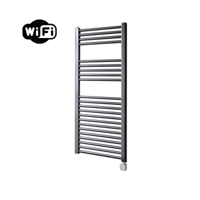 Sanicare HPW Elektrische Radiator - 111.8x60cm - 730W - wifi - thermostaat - zilver - rechtsonder - gunmetal (antraciet)