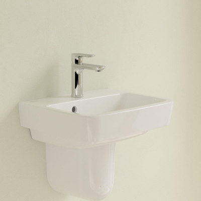 Villeroy & Boch O.novo Lave-main WC 45x16x13.5cm avec trop-plein 1 trou de robinet Ceramic+ Blanc Alpin